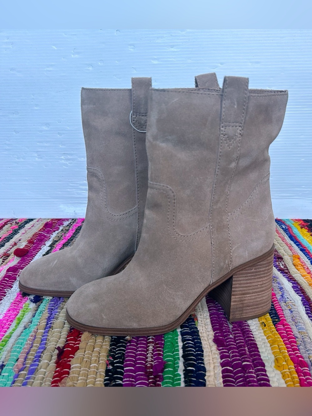sz 10 SOLE SOCIETY Rachill Tawny Brown Oiled Suede Leather Ankle Boots tan nwot - Picture 2 of 11